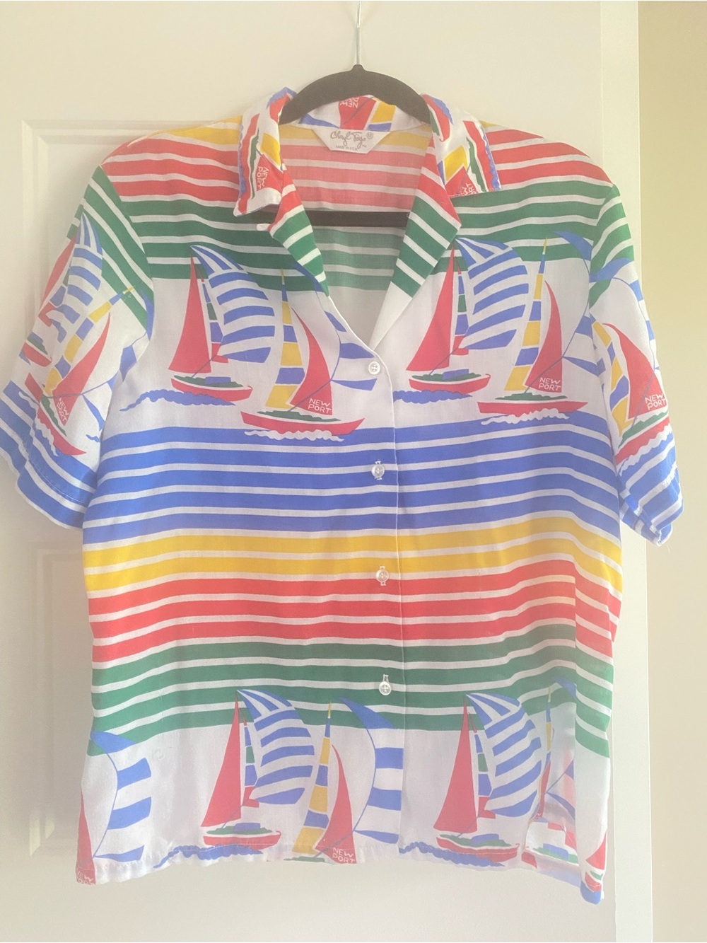 Colorful Striped Sailboat Short-Sleeve Shirt for Kids